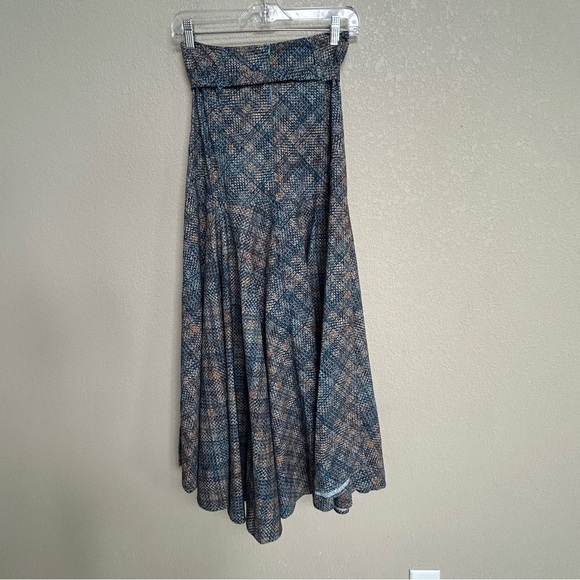 NWT Never A Wallflower Women’s XS Inverted Pleat Prairie Maxi Skirt Pixel Blue - Picture 2 of 8
